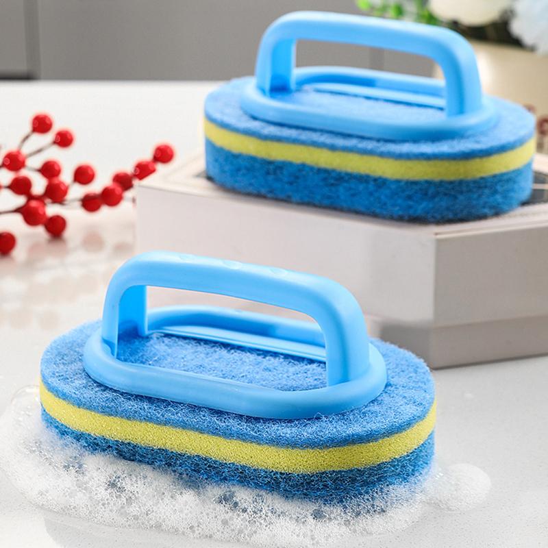 Cleaning Brush with Handle Kitchen Sponge Wipe Thickening Bathroom Tile Cleaning Sponge Household Stain Removal Clean Tools