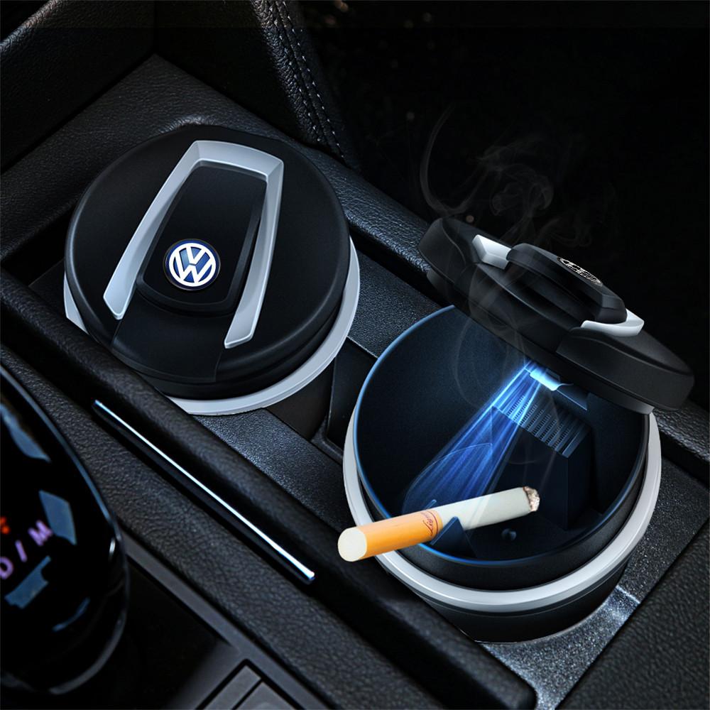 Car Ashtray Cigarette Coin Storage Cup Led Light For VW Volkswagen Tiguan Passat GTI Rline Polo Golf Interior Mouldings WAMX-26KD1