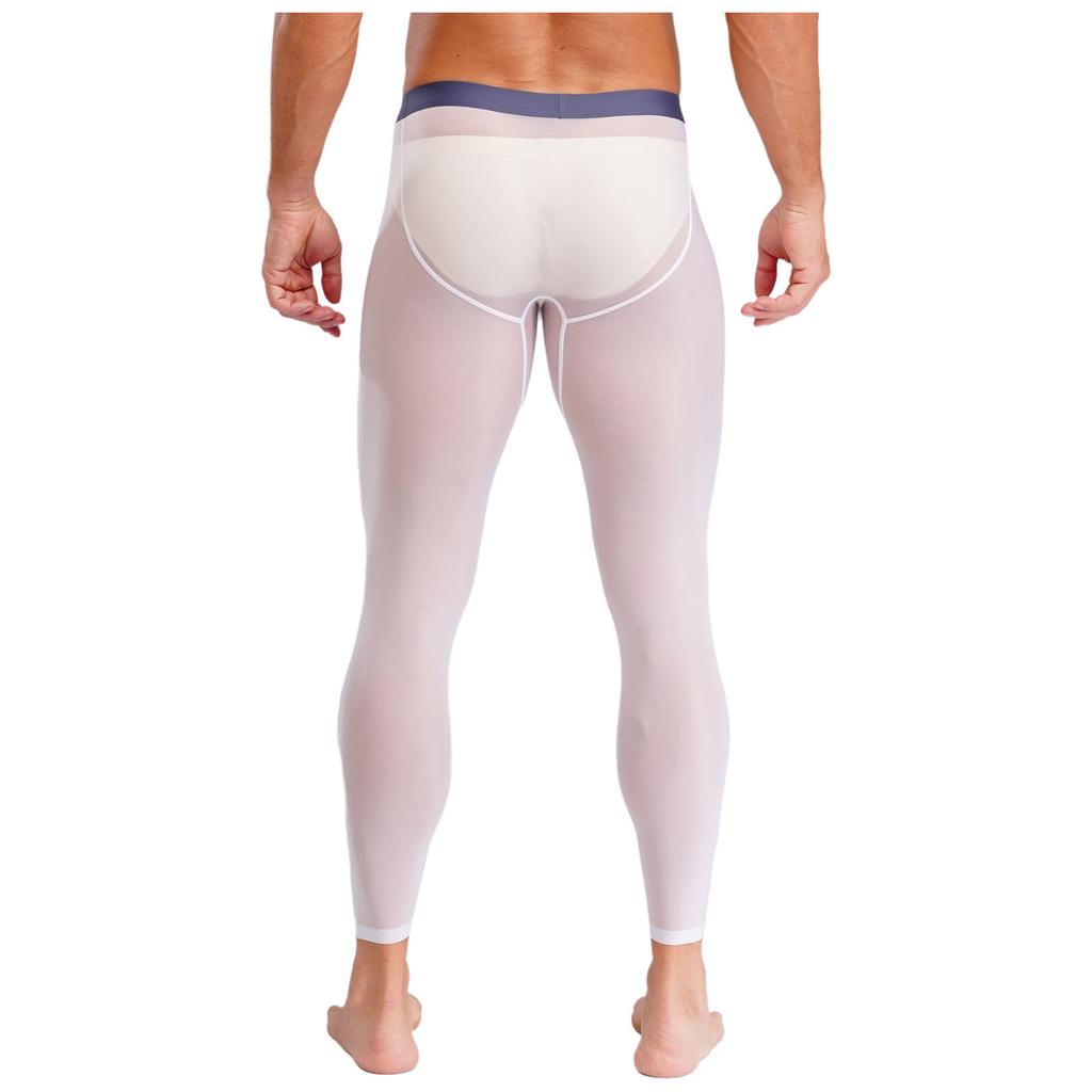 Mens Mesh Leggings See Through Stretchy Pants Elastic Waistband Lightweight Athletic Running Gym Tights