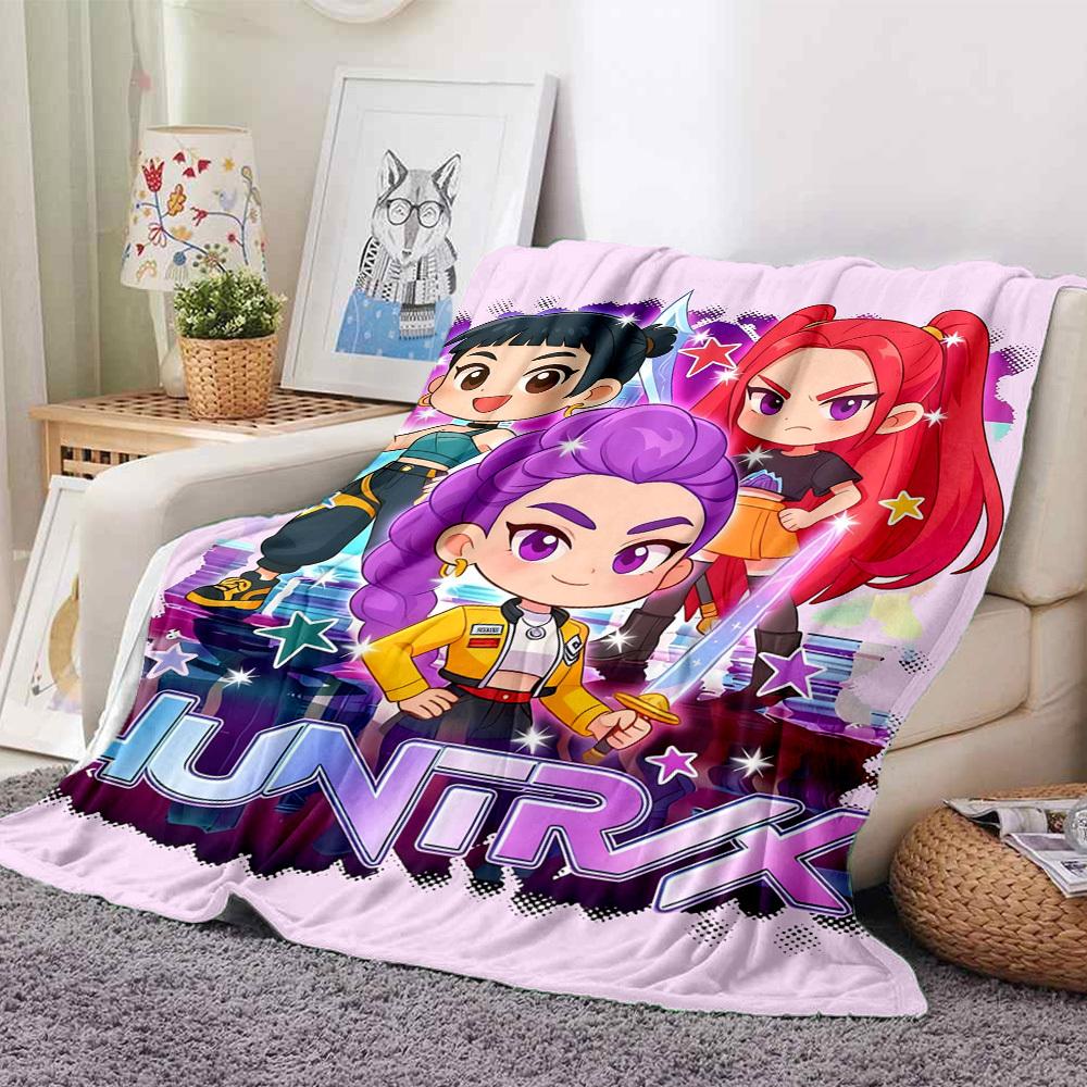 1pc KPop Demon Hunters Cozy Print Blanket Lightweight Warm Flannel Throw Blanket For Sofa, Bed, Living Room
