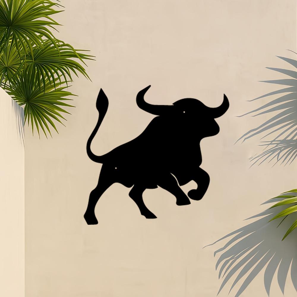 1 pièce Art Mural Taureau en Fer Robuste Sculpture Métallique, Décor Statue à Monter sur Mur de Jardin Extérieur Patio, Cadeau de Noël Thanksgiving Fête des Ménages