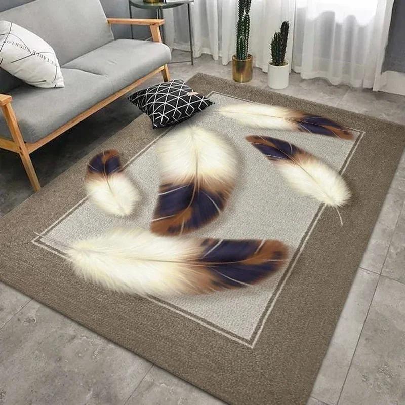 Geometric Feather Carpet for Living Room Modern Art Style Household Table Sofa Bedroom Bedside Area Rug Soft Bedroom Floor Mat