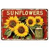 Vintage Sunflowers Metal Sign, Rustic Wall Hanging Decorative Plaque, Weatherproof, Pre-Drilled, with English Text for Home, Bar