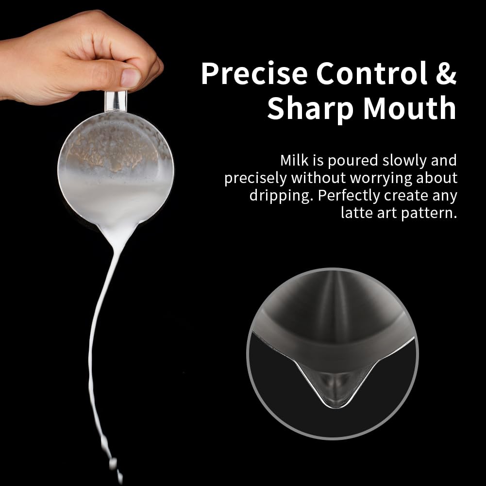 Watchget Milk Pitcher, Milk Jug, Latte Art Pitcher, Milk Frother Jug, Milk Frothing Pitcher with Graduated Marks, Stainless Steel, 500ml (16oz)