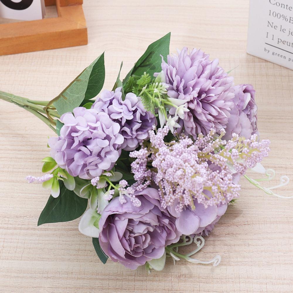 DIY Artificial Peony Flowers Silk Petal Foam Spica Simulation Dandelion Flowers  Wedding Ornament