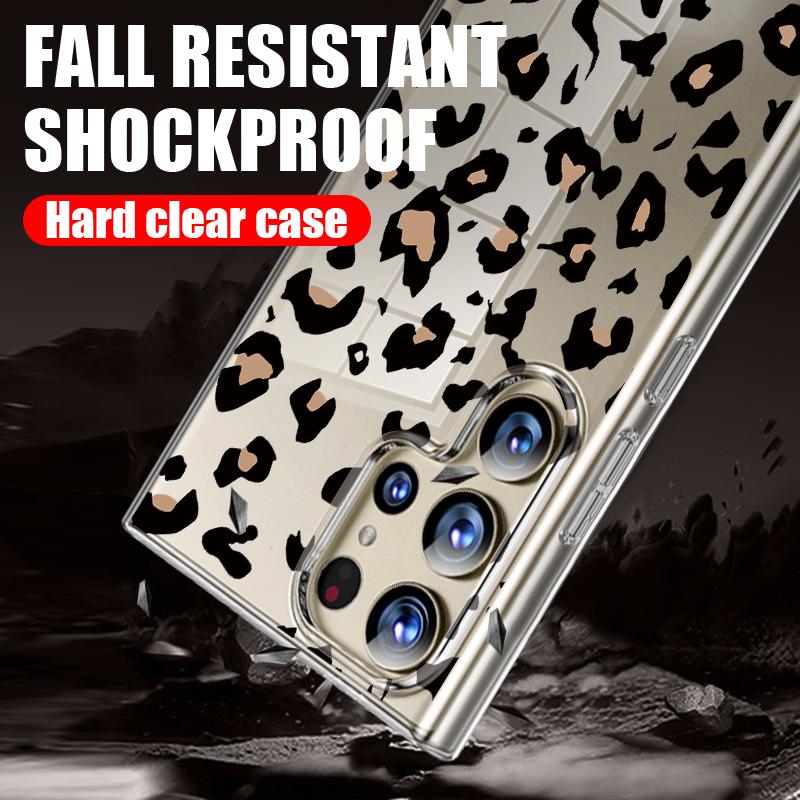 Leopard Print Pattern Clear Phone Case For Samsung Galaxy S26 S25 S24 S23 Ultra S22 Plus S25 FE A56 A36 A26 A55 A54 A15 PC Cover