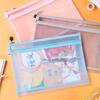 Paper Organizer Zipper Pencil Case Large Capacity Transparent Mesh File Folder Double Pocket