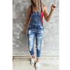 Women Retro Denim Bib Overalls Jeans Jumpsuits and Rompers Ladies Ripped Hole Casual Stretch Long Playsuit Pockets Jumpsuit