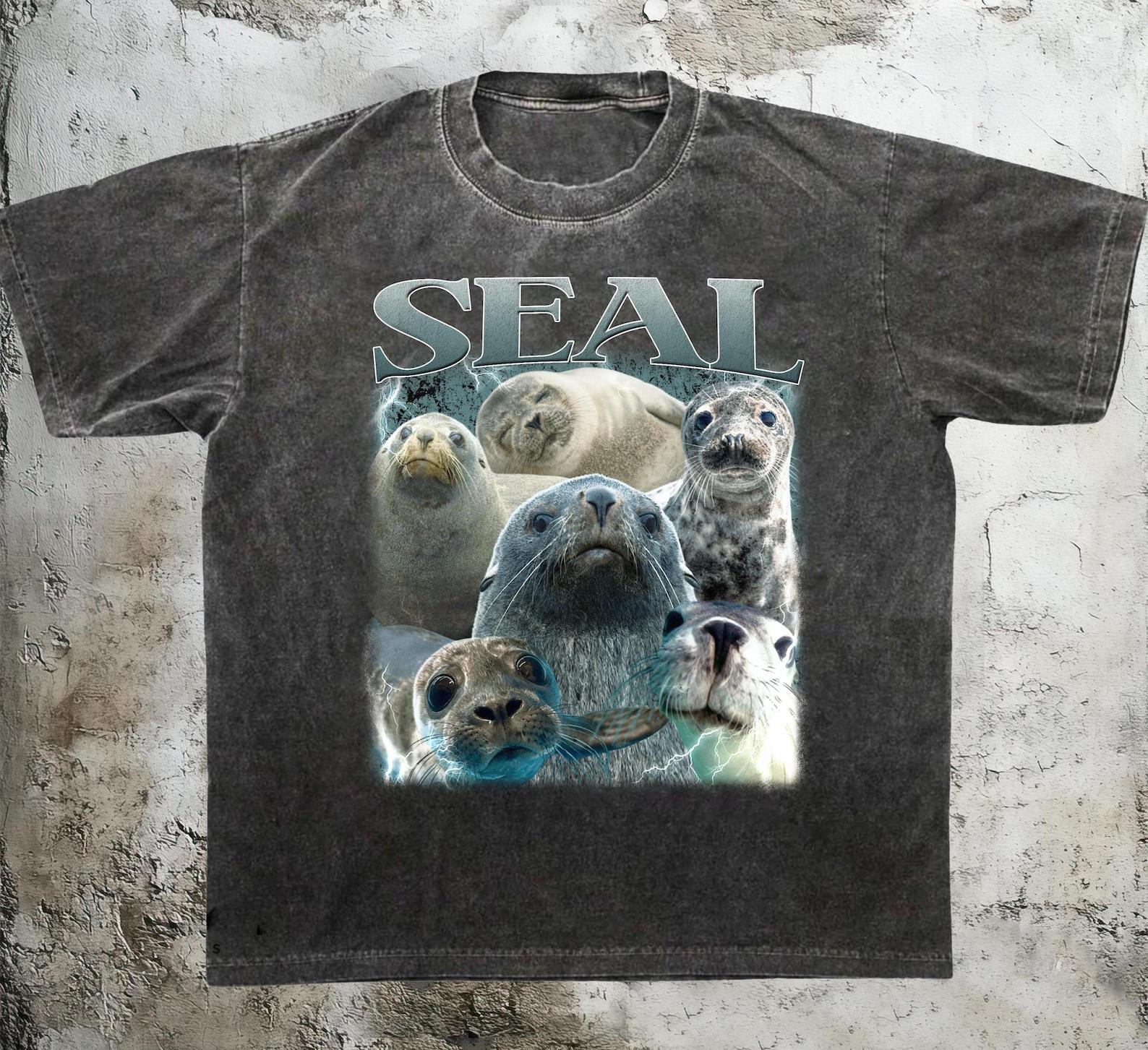 Vintage Seal T-Shirt, Funny Ocean Animal Bootleg Meme Graphic Tee, Seal Lover Gift 3XL