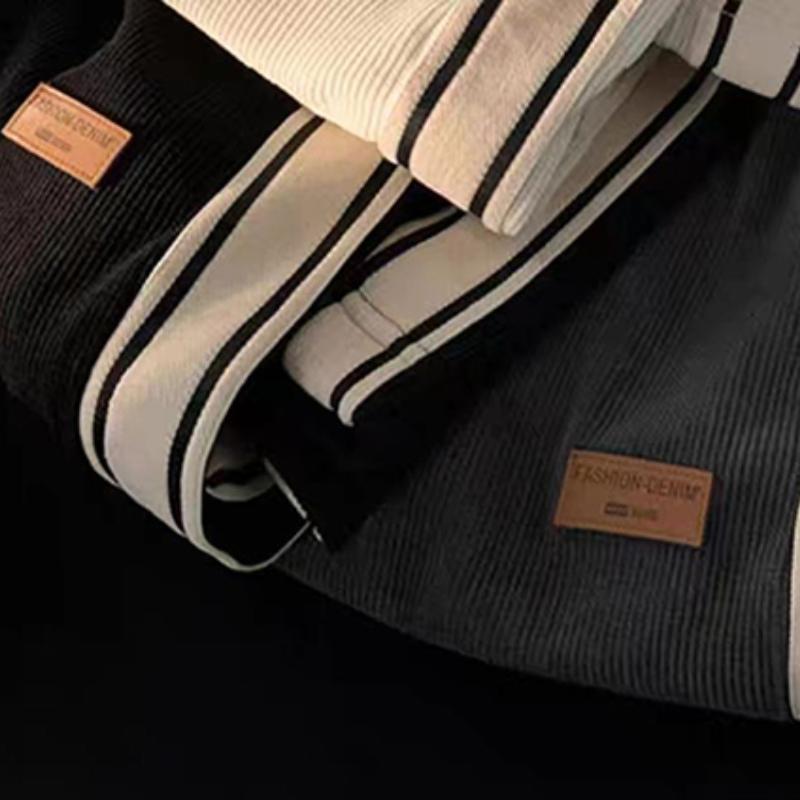 Autumn Fashion Casual Striped Corduroy Sweatpants Women High Waist Drawstring Wide Leg Trousers Korean Y2K Chic All-Match Straight Pants