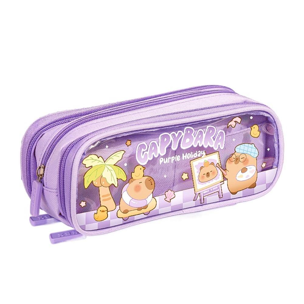 Zipper Capybara Pencile Bag Kawaii Stationery Holder Cute Cartoon Pencile Case  Women