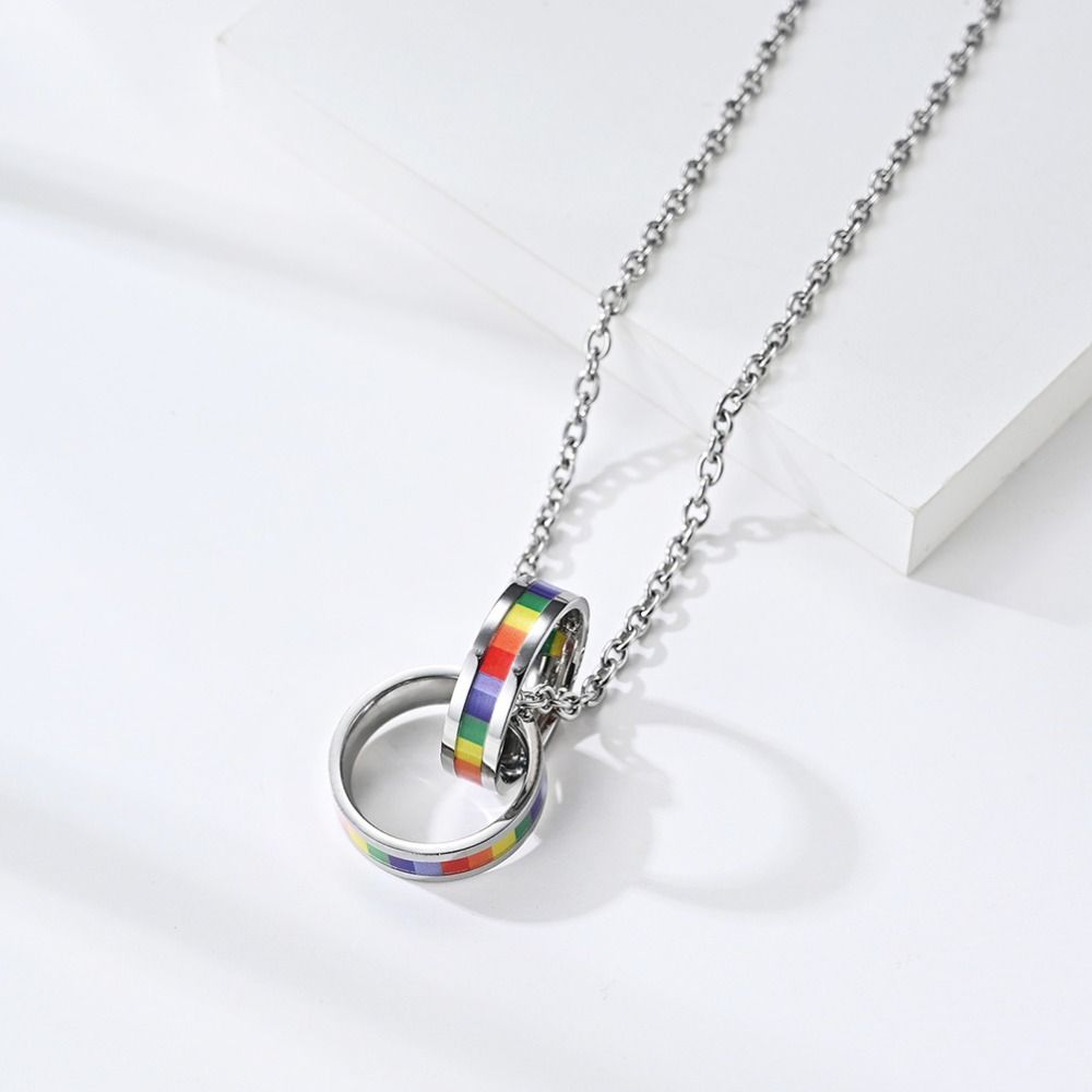 Turkish Charm Rainbow Necklace Colorful Clavicle Chain Fashion Titanium Steel Necklace  Party