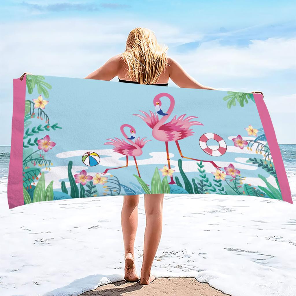 1pc flamingo Print towel Sports Quick-Drying Super Absorbent Camping Towel Super Soft Lightweight Gym Swimming Yoga Beach Towel
