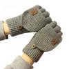 Men Women Winter Gloves Half Finger Open Flip Design Flap Warm Gloves Knitted Thickened Windproof Hand Cover Gifts for Outdoor