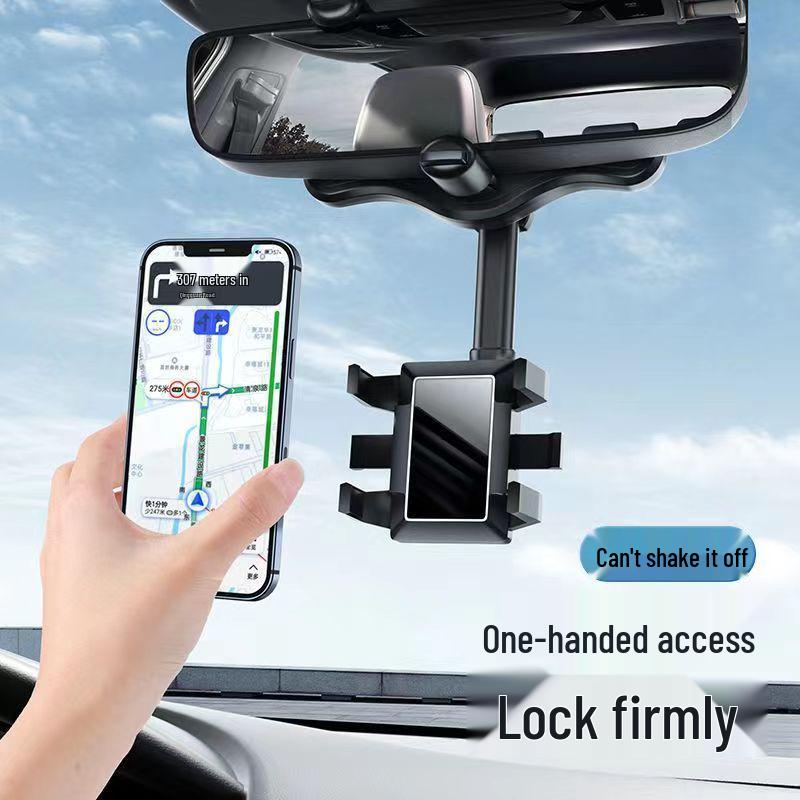 360° Rotating Multi-Functional Rearview Mirror Car Phone Holder