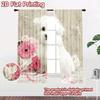 2D flat printing 2pcs Scene Curtains Cute White Puppy Pink Bow Digital Printed Polyester Drapes Holiday Decorations for Booths