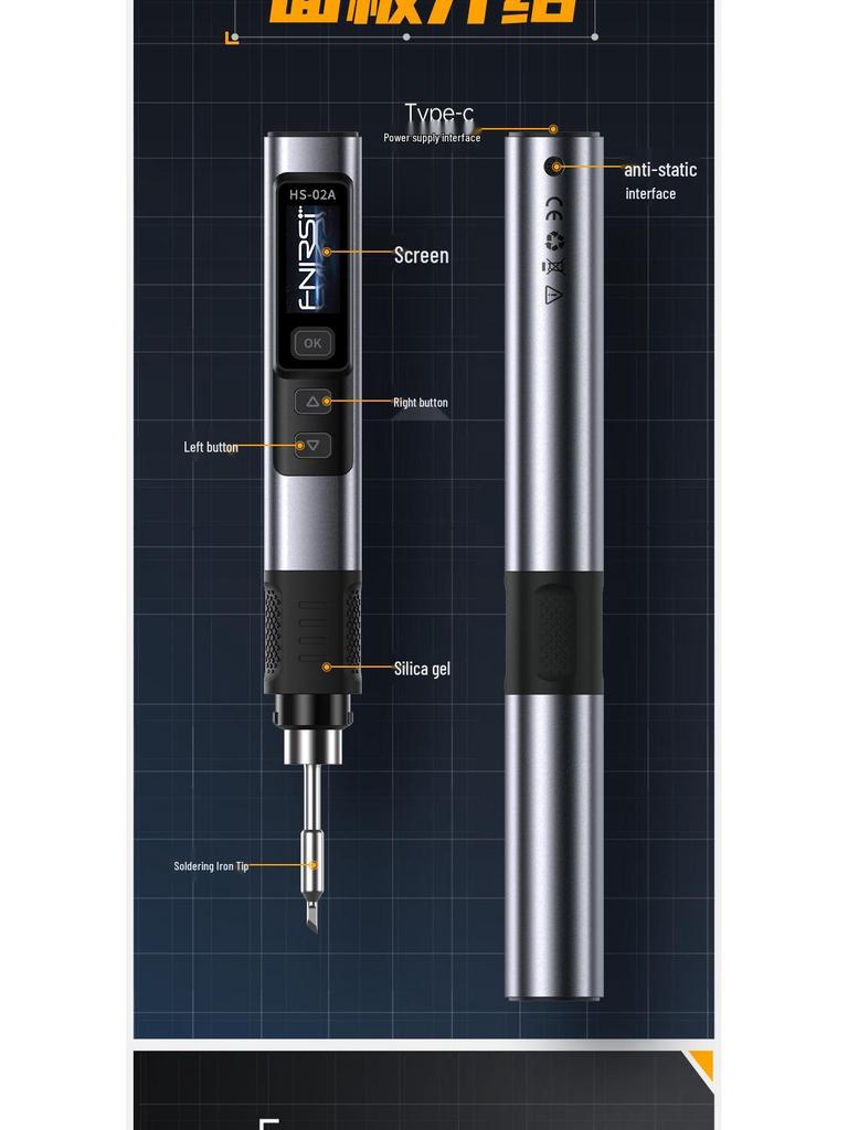 FNIRSI HS-02 100W Smart Electric Soldering Iron - Portable Constant Temperature Pen for Household Repair/Welding.