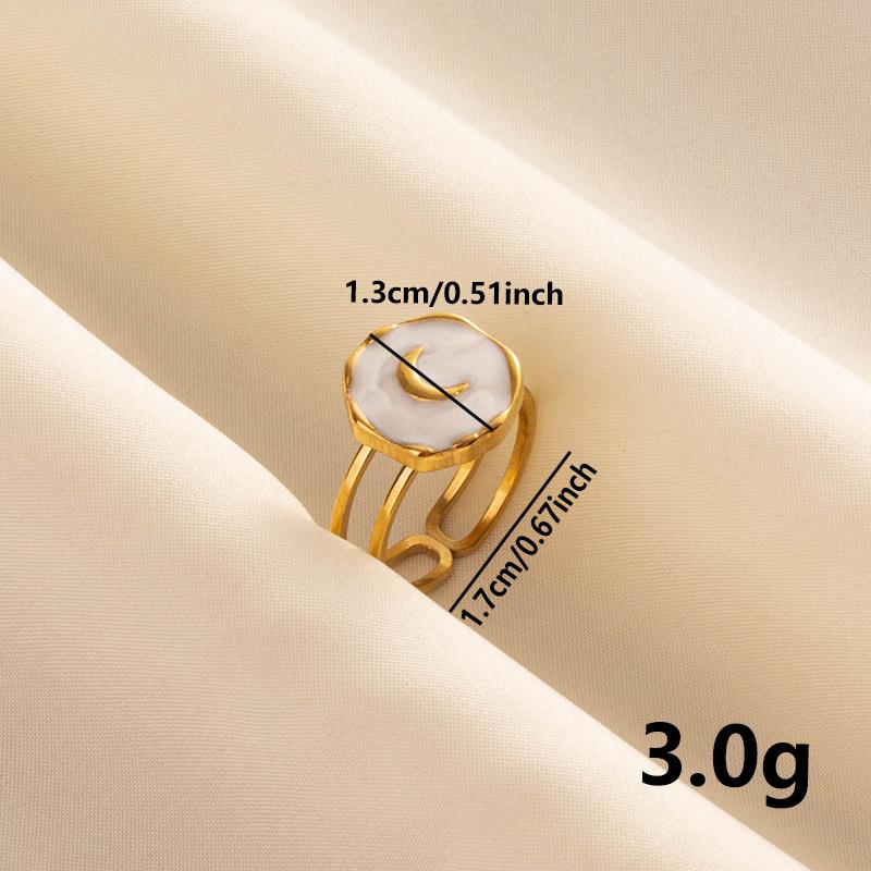 Bohemian Gold Color White Enamel Open Rings Luxury Irregular Stainless Steel Adjustable Finger Ring Women Charm Jewelry Gifts
