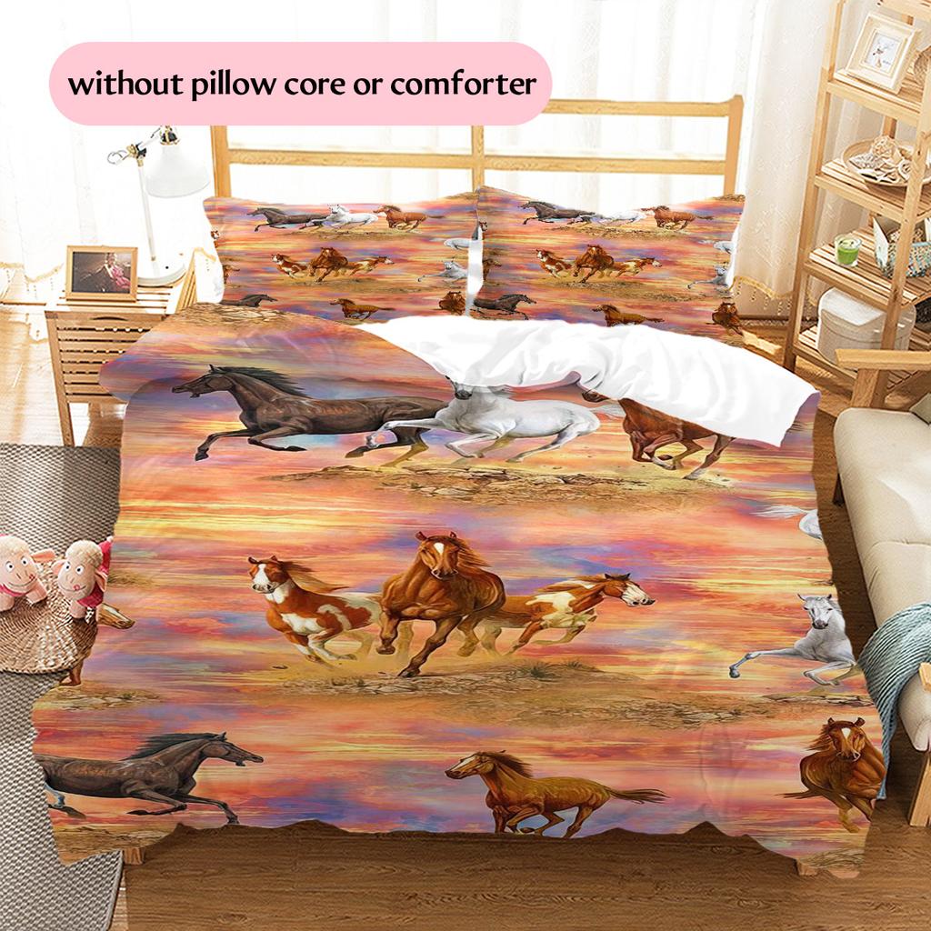 1PC Horse Bedding Quilt Set Quilt Cover Pillowcase Home Decoration Birthday Gift (1 * Duvet Cover + 15 * Pillowcase, Without Core)