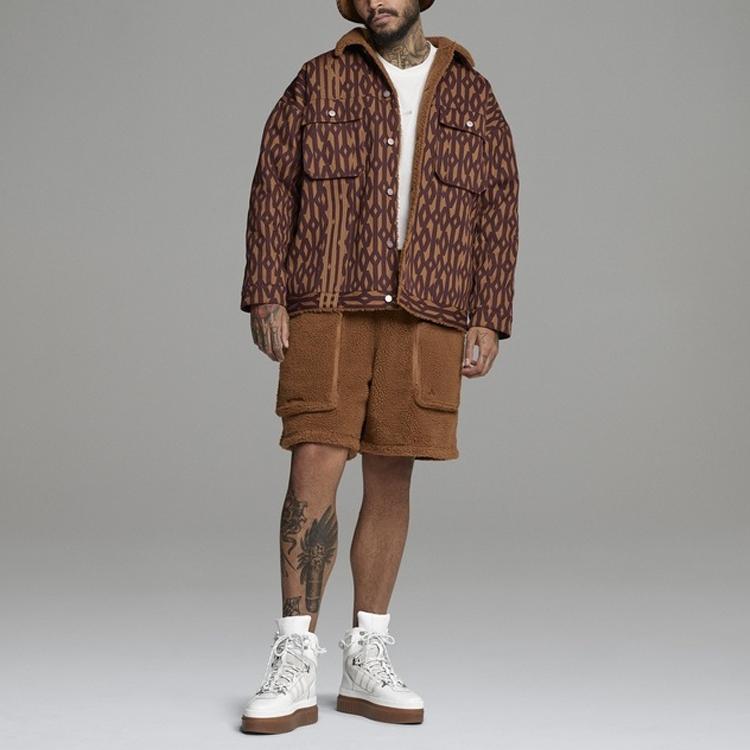 Adidas Originals X Ivy Park Clover Pattern Print Casual Jacket Men Outerwear Red Brown HB8438