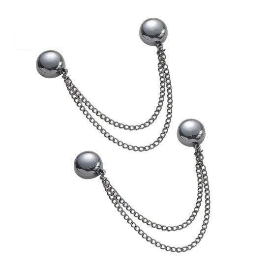 2Pcs Multi-Function Magnetic Clothing Clip with Chain Multi-Purpose Pinless Metal Buttons Clip Clothes Scarf Trouser Legs Cuff Fixing Magnet Pin