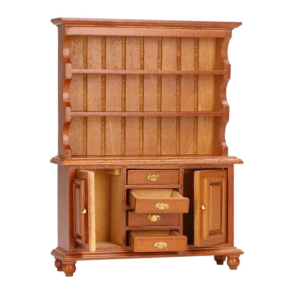 Dollhouse Bookshelf 1:12 Mini Doll House Furniture Retro Miniature Bookcase Savings Cabinet Study