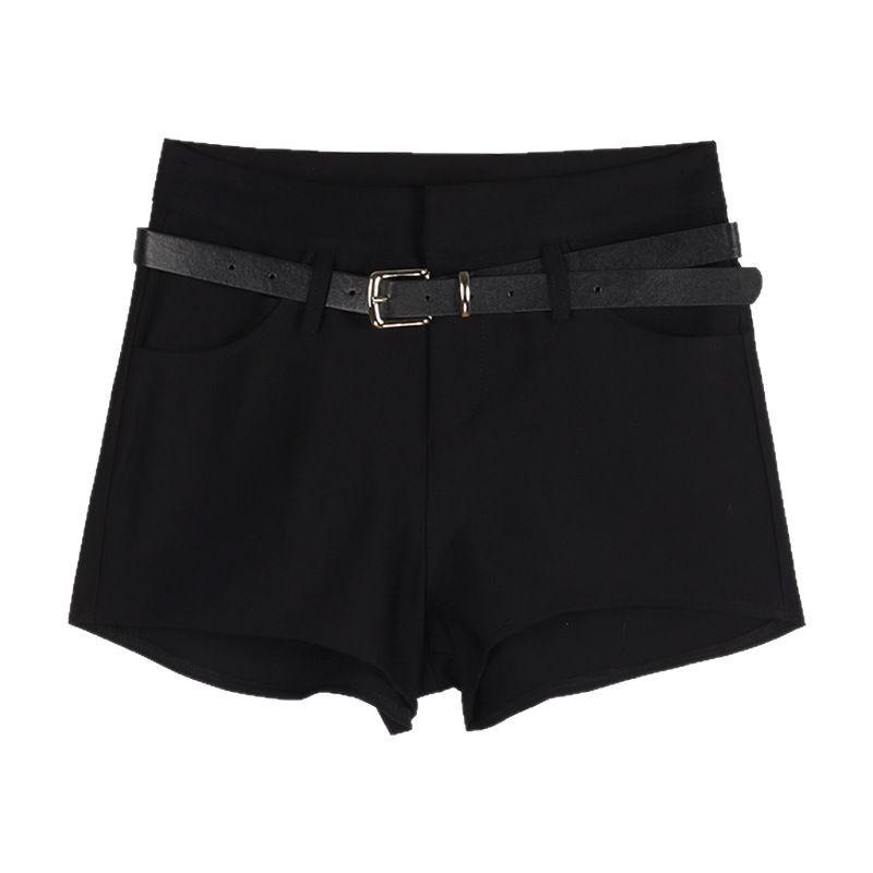 Damen Schwarze High Waist Lässige Sommer Booty Shorts - Slim Fit, Gerades Bein, Sexy Amerikanischer Stil