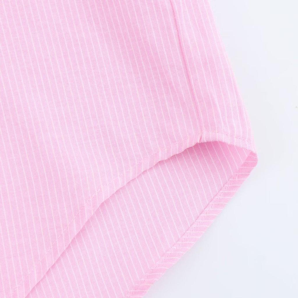 2025 Spring Women's Casual Striped Oxford Shirt with Turn-Down Collar