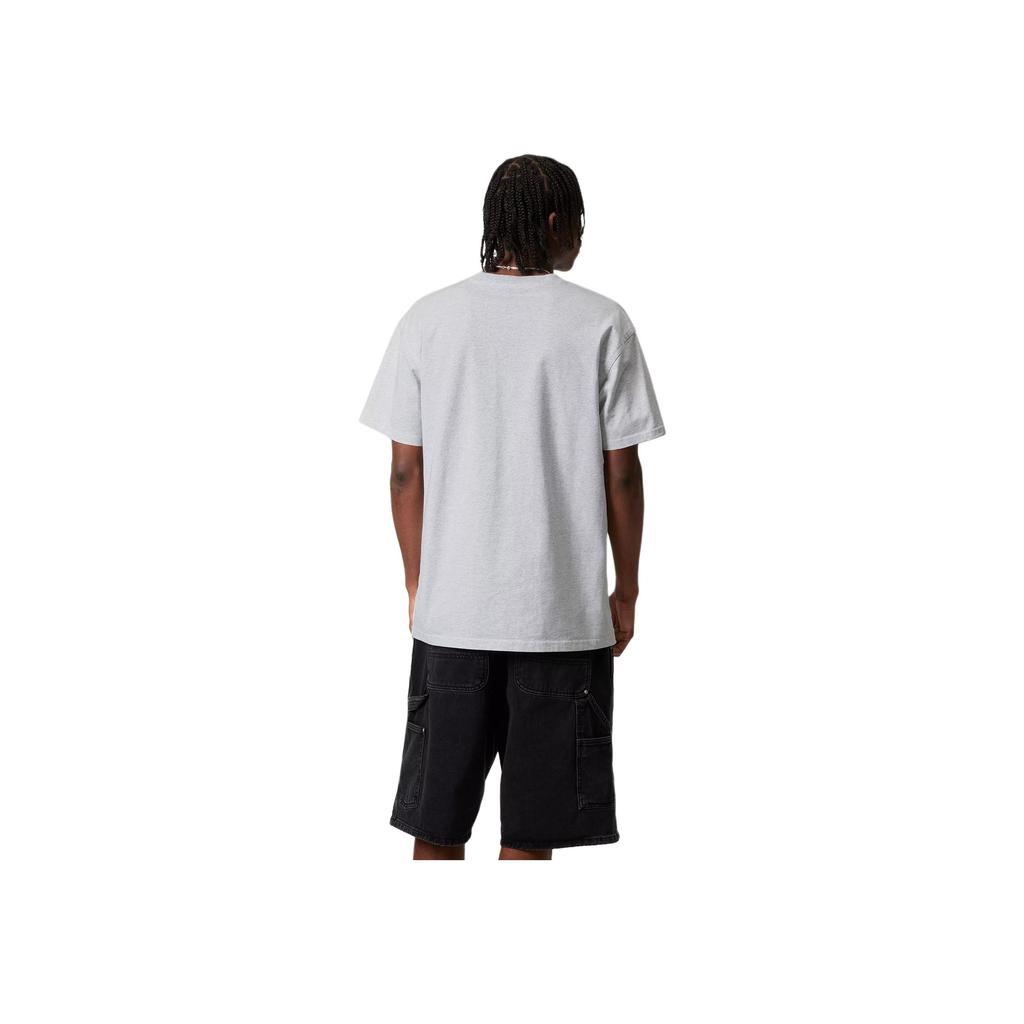 Carhartt WIP T-shirt Manches Courtes American Script Gris Chiné Homme Streetwear I029956-482-XX