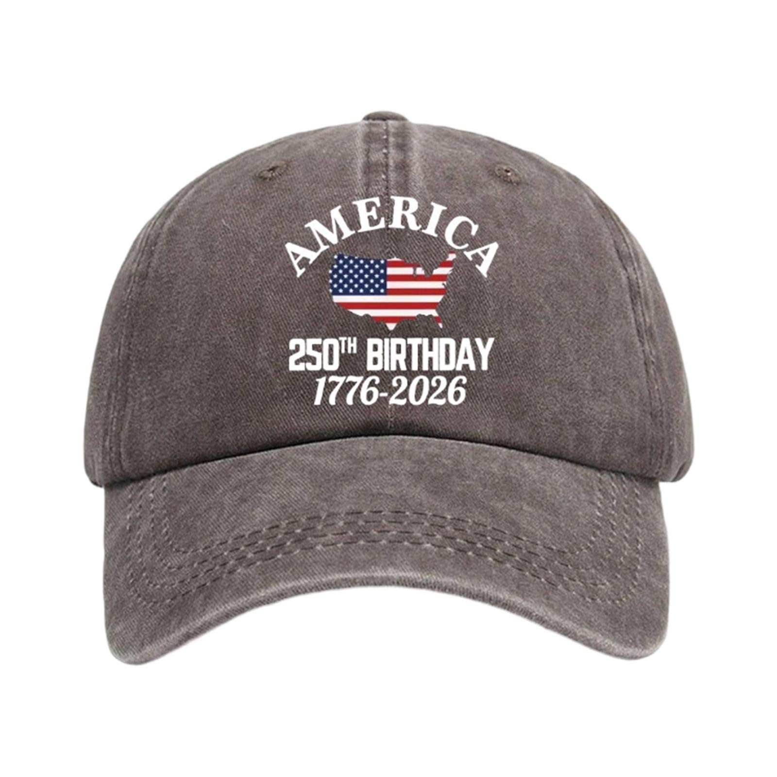 

America 250th Birthday Baseball Cap with Embroidered USA Map and 1776 2026 Commemorative Anniversary Print Adjustable Strap One Size кофейный