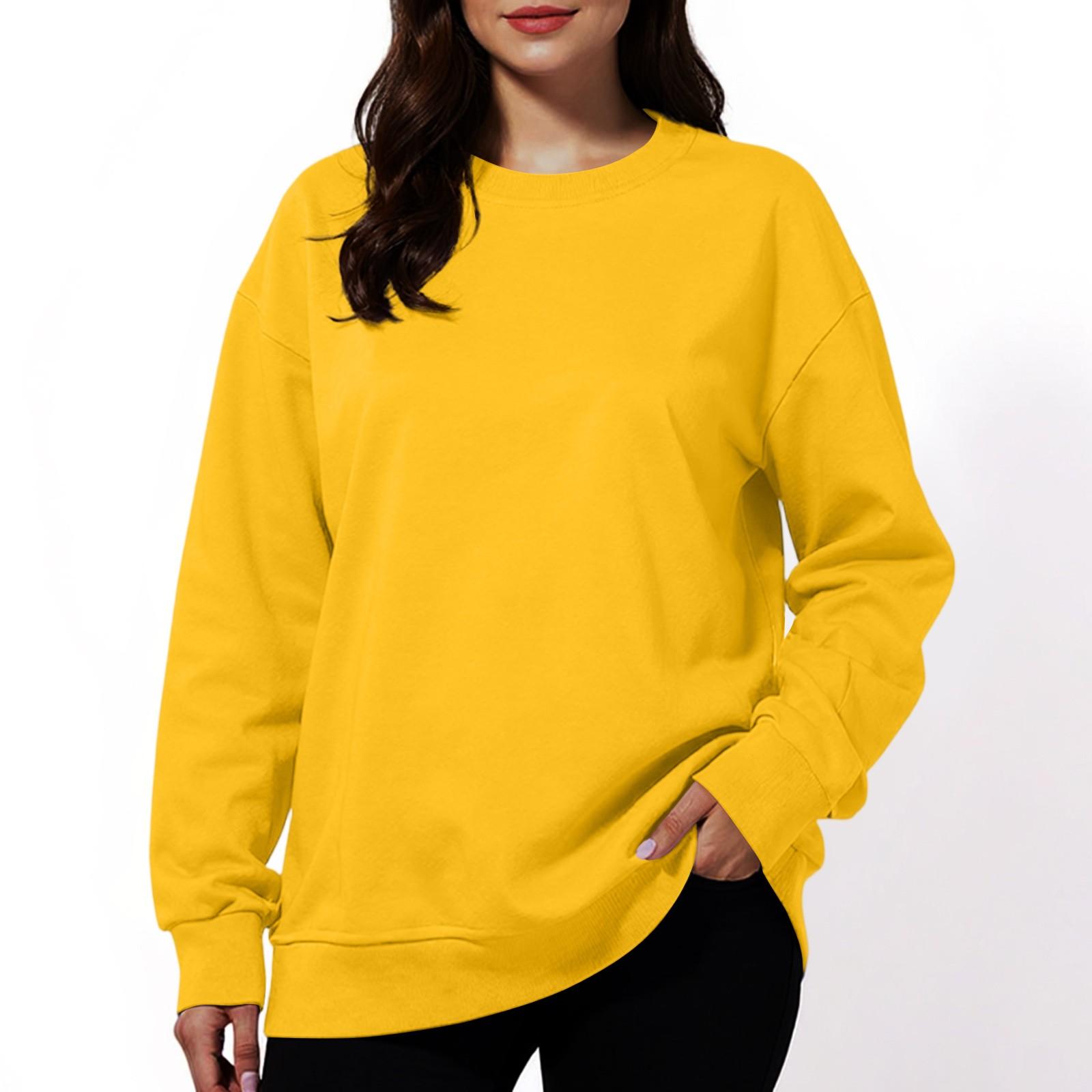 

Женская мода однотонное повседневное худи с длинным рукавом XL жёлтый