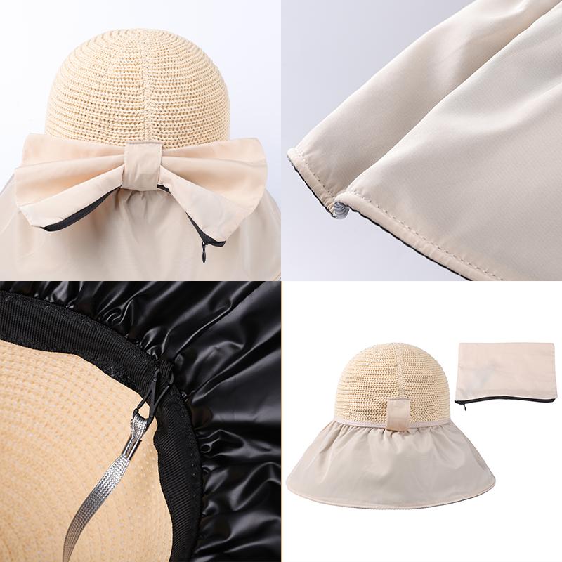 Hat Women's Summer Sunshade Sunscreen UV Bucket Hat Face Cover Vinyl Sun Hat Large Brim Folding
