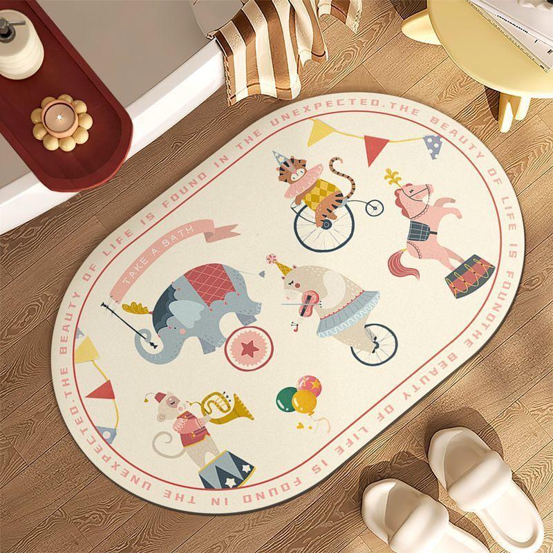 Cartoon Absorbent Non-slip Quick Dry Floor Mat Carpet Diatom Mud Toilet Bathroom Toilet Entrance Bedroom Door Mat