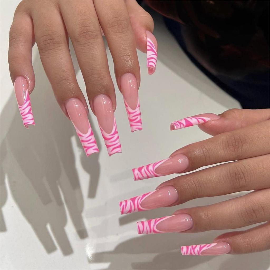 French Mid-Length False Nails 24 Pieces Lightweight Comfortable Wear For Parties And Daily Use