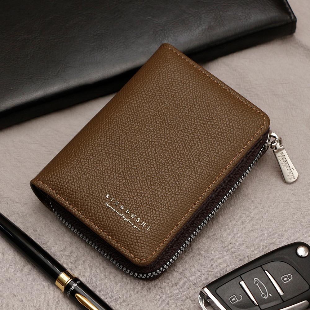 Schoolbag Hot-selling Granular Pattern Men's Vertical Wallet Large Capacity Zipper Buckle Card Bag Change Bag Multi-Card Position Wallet
