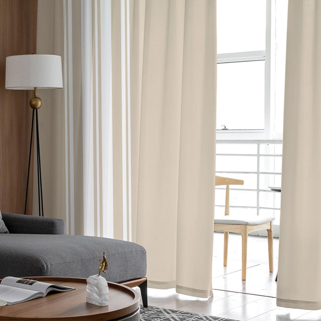 Khaki Striped Country Farmhouse Voile Sheer Curtains Living Room Window Chiffon Tulle Curtain Kitchen Bedroom Drapes Home Decor