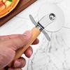 Wooden Handle Stainless Steel Pizza Cutter and Pastry Slicer