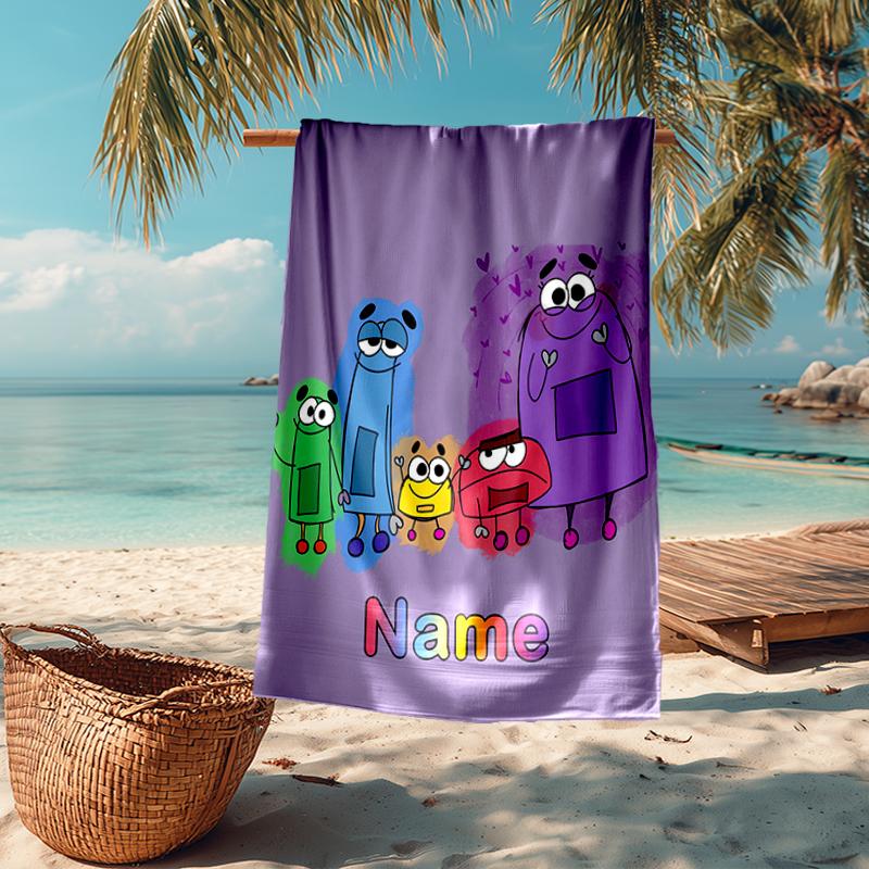 Custom Name Ultra-Soft Beach Towel with StoryBots Theme,Ideal for Pool - Camping, Diving - Perfect Travel Essential, Vibrant Beach Towel.