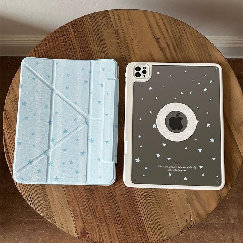 Magnetic Detachable IPad Case With Stripe Star Air Mini Pro 10th Gen - PC Hard Shell Stand Sleep Wake