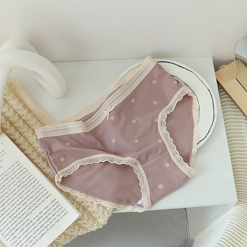 Damen Frühling Sommer Leicht Schleife Spurlos Bequem Atmungsaktiv Baumwolle Anti Bakterien Zwickel Unterteil Mittelhohe Taille Slips