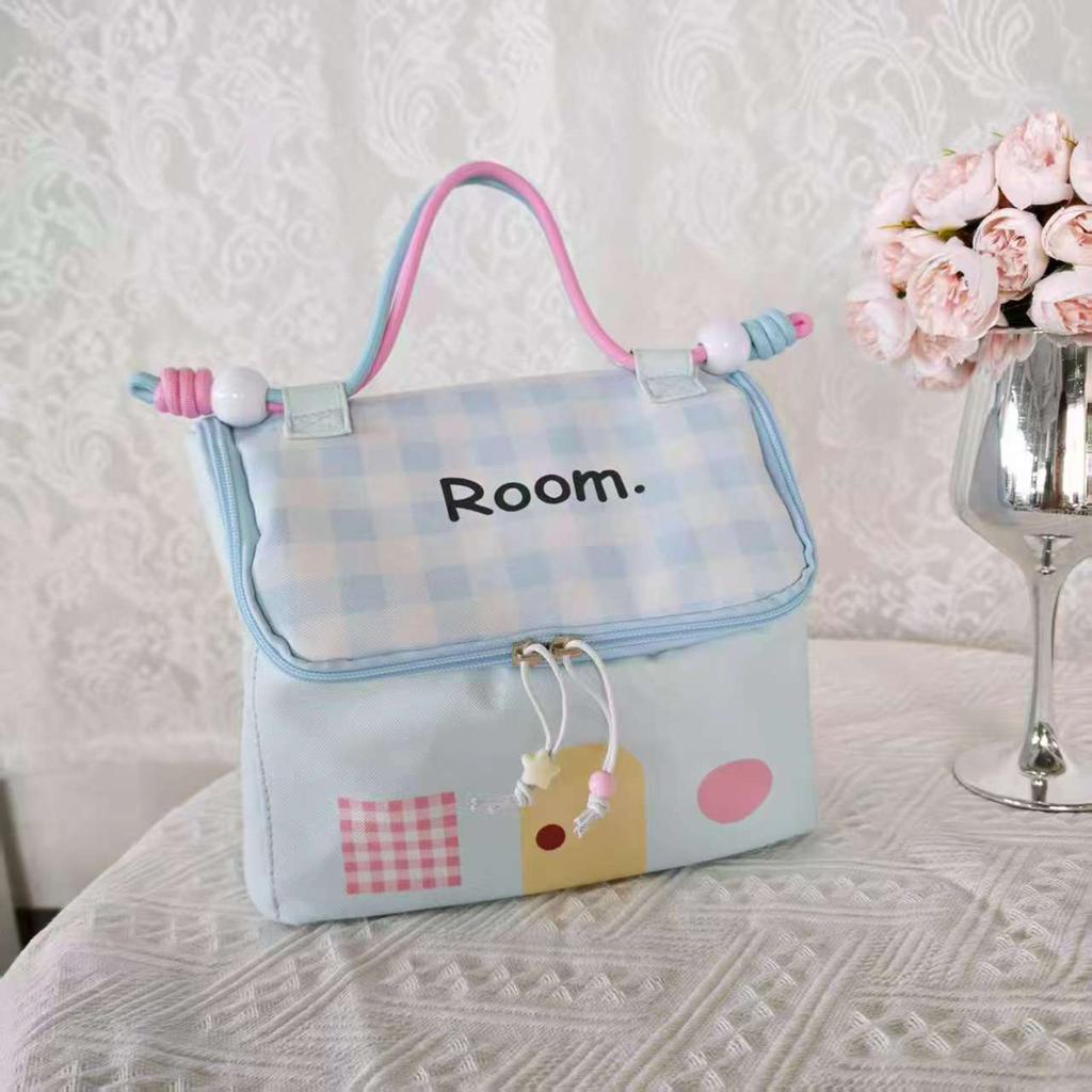 Dopamine Style Waterproof Makeup Bag Large Capacity Multi Compartment Travel Cosmetic Organizer for Women and Students