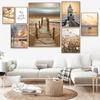 Meer Landschaft Wand Kunstdruck Brücke Holz Wand Poster Heu Leinwand Malerei Boot Nordic Wand Bild für Wohnzimmer Dekor Malerei
