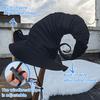 1/2pcs Elegant Black Witch Hat Large Pleated Wizard Style with Ribbon Ties for Halloween Masquerade Party Headwear Cosplay Acces