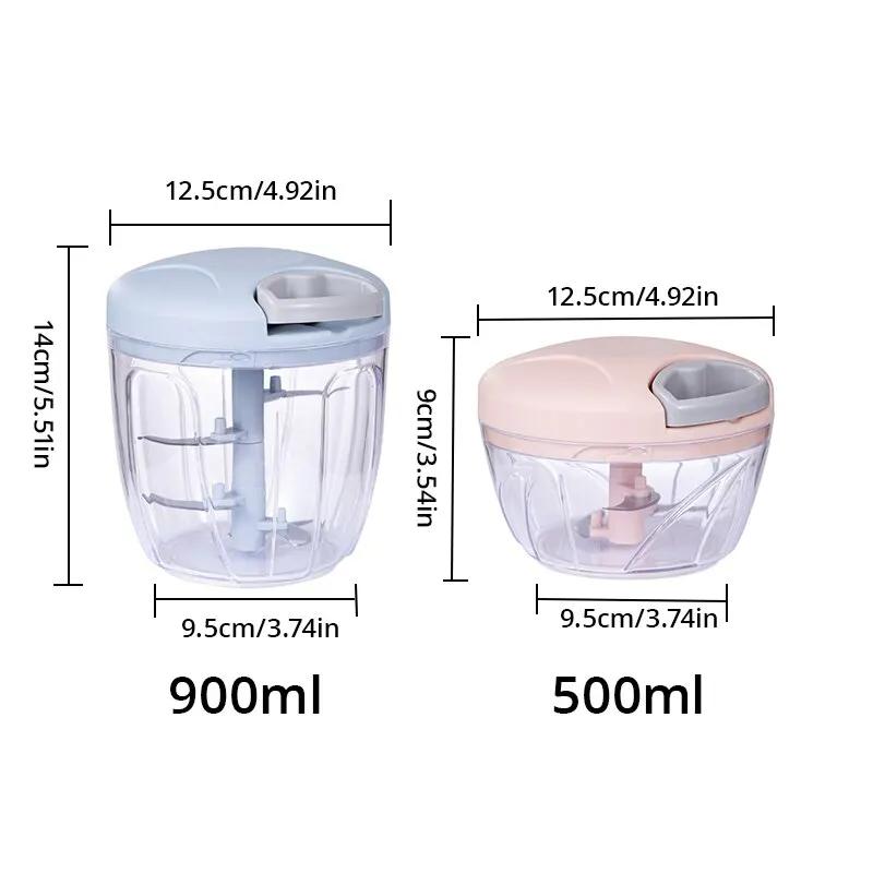 1 pz Rosa/Blu 500ML/900ML Tritatutto per Aglio da Cucina Domestico Tritato a Mano Macinacarne Multifunzionale per Verdure