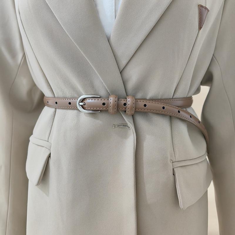 Minimalist Genuine Leather Belt With Alloy Pin Buckle For Jeans Styling