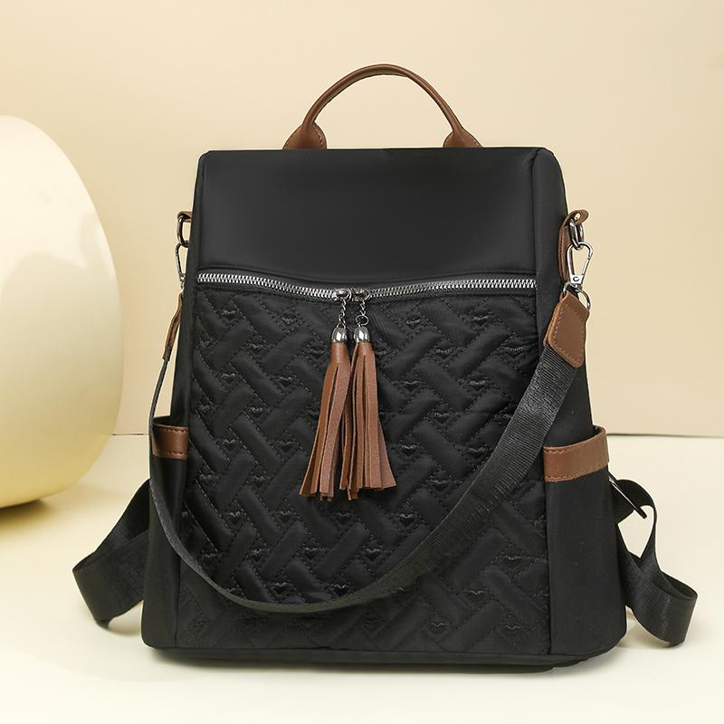 Women's Tassel Backpack Large Capacity Three-Use Shoulder Bag