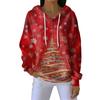 Women's Loose Comfortable Casual Fashion V-Neck Christmas Print Long Sleeve Hoodie