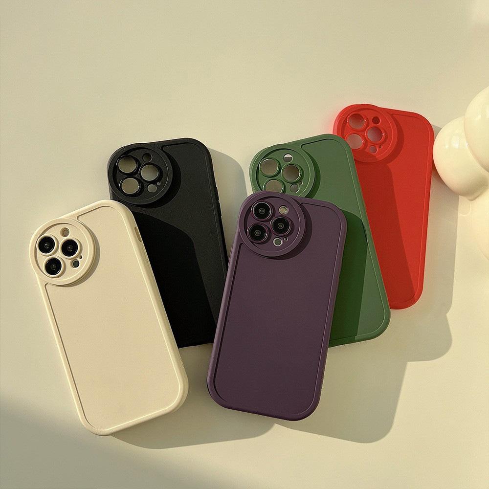 Simple Solid Color IPhone14pro Compatible with 13pro Max Apple Phone Case 12 Silicone 11XR Set 15