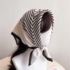 Geometric Lines Herringbone Cotton and Linen Small Square Scarf Silk Scarf Imitation Velvet Headscarf Shawl Sun Protection Scarf Women's Scarf