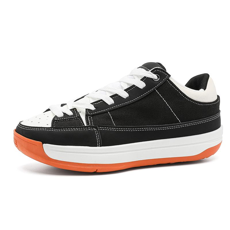 

Autumn men s shoes trend versatile black and white color blocked thick soled board shoes casual sports soft soled trendy shoes 45 чёрный